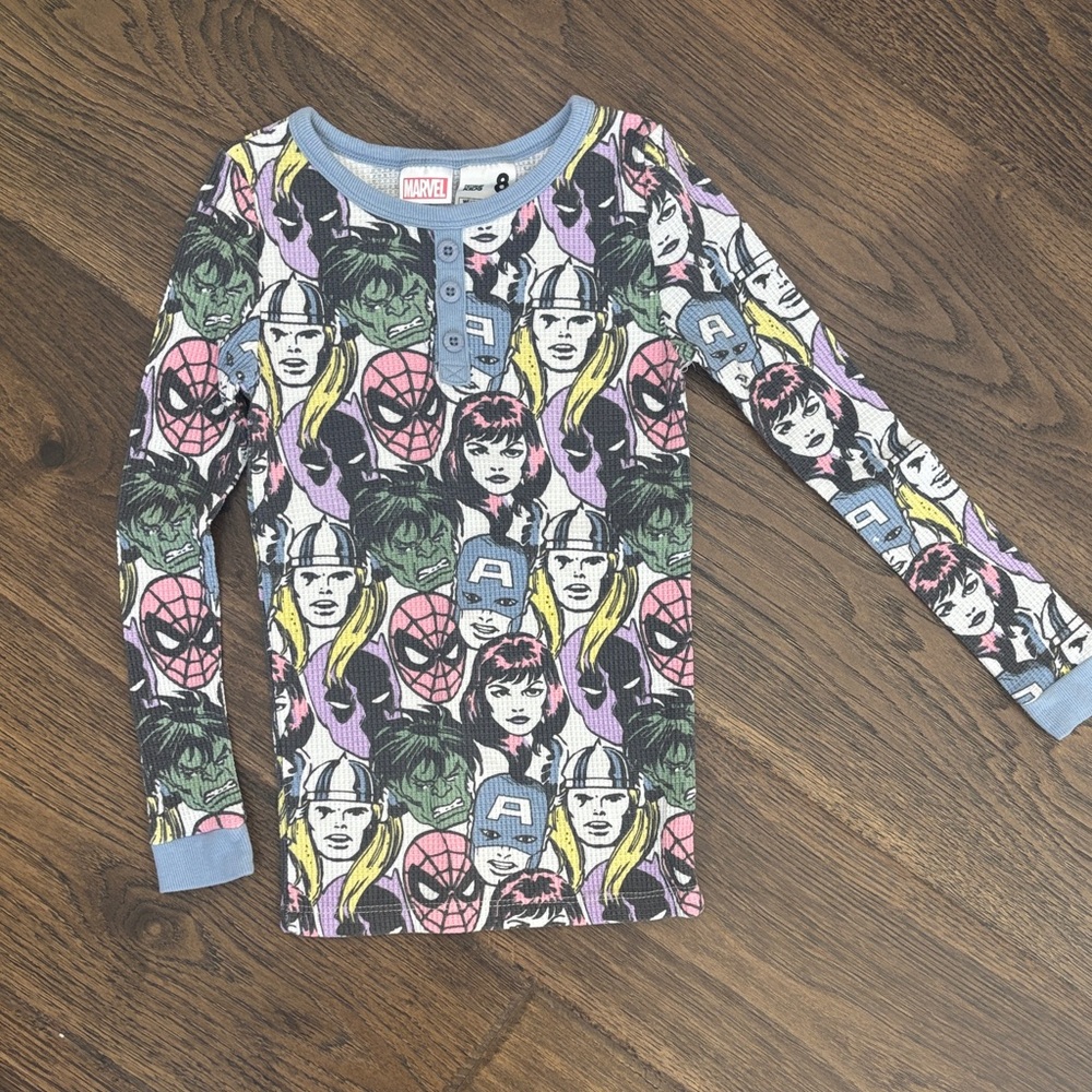 Marvel Superhero Patterned Long Sleeve Shirt